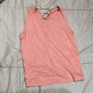 Pink laced back crop top, size Large